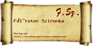 Fürster Szironka névjegykártya